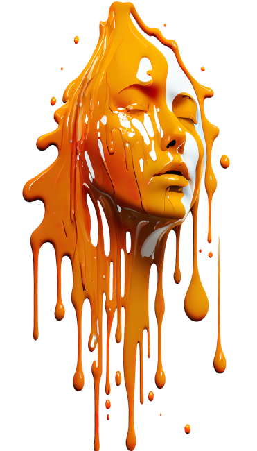 dripping-orange-paint-across-shape-female-ai-rendssser